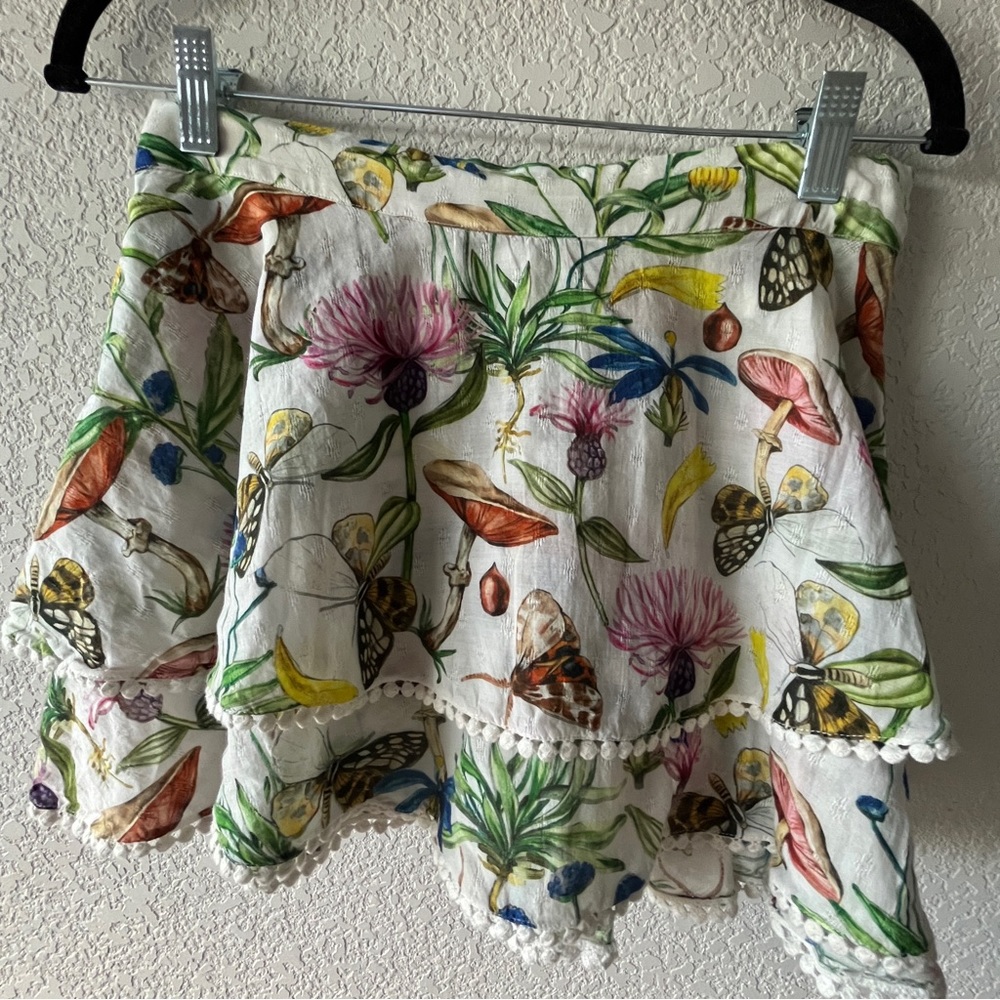 Colorful Mushroom|butterflie|Flowers Print Skirt Size XS